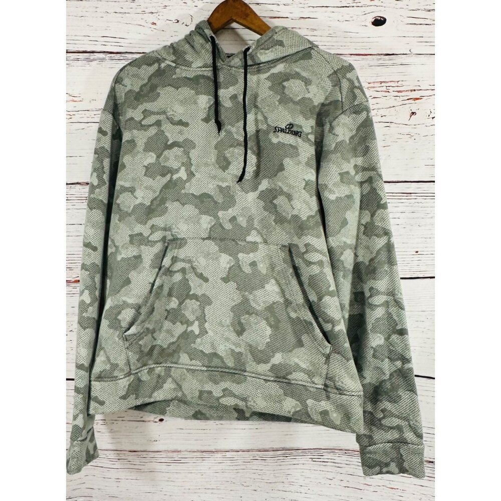 Spalding Mens Camouflage Hoodie Sweatshirt Sz Small Drawstring Hood & Kangaroo P